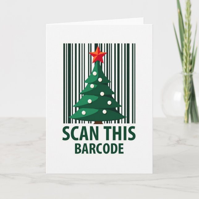 Moderne Weihnachtskarte mit Barcode Karte (Vorderseite)