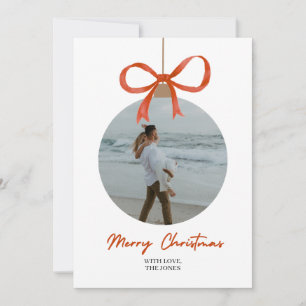 Moderne Weihnachtskarte mit Bogen-Ornament und Fot Karte