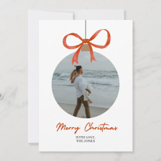 Moderne Weihnachtskarte mit Bogen-Ornament und Fot Karte