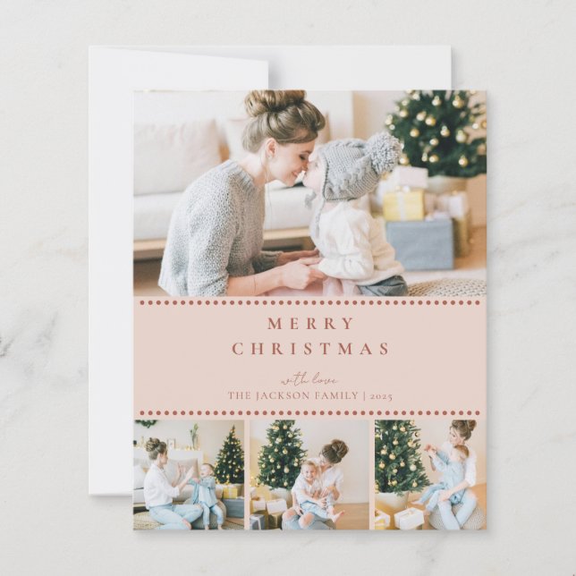 MODERNE WEIHNACHTSKARTE MIT MEHRFACHFOTO IN BLUSH- (Vorderseite)