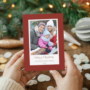 Moderne Weihnachtskarte mit roter Umrandung für Fa Einladung