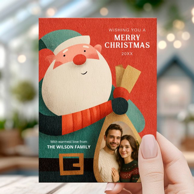 Moderne Weihnachtskarte mit Santa Einladung (Von Creator hochgeladen)