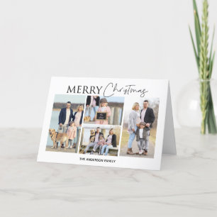 Moderne Weihnachtskarte mit vier Fotos Dankeskarte