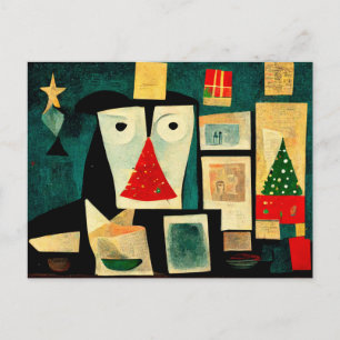Moderne Weihnachtskarte mit Weihnachtsbaum. Postkarte