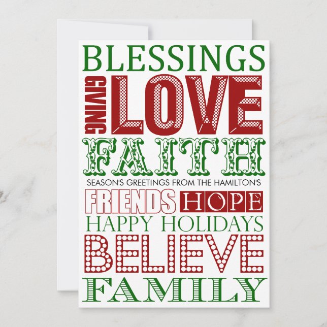 Moderne Weihnachtskarten Feiertagskarte (Vorderseite)