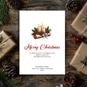 Moderne Weihnachtskerzen Tannenzweige Grüße Feiertagskarte