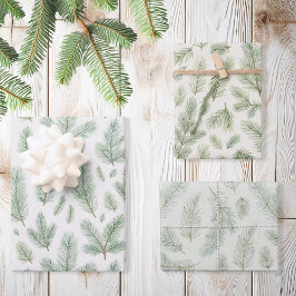 Moderne Weihnachtskiefernseher-Blätter Geschenkpapier Set