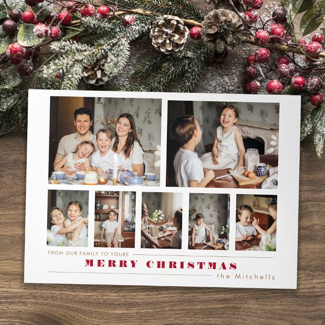 Moderne Weihnachtskollektion mit mehreren Fotos Dreifach Gefaltete Urlaubskarte (Von Creator hochgeladen)