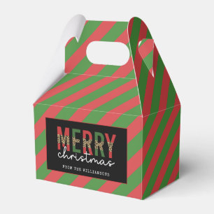 Moderne Weihnachtsleopard drucken Rote Grüne Strei Geschenkschachtel