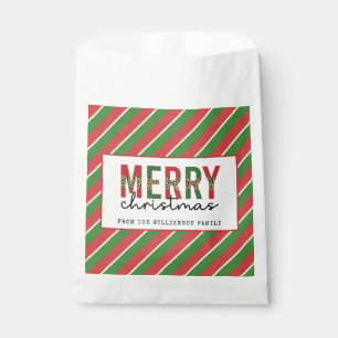 Moderne Weihnachtsleopard drucken Rote Grüne Strei Geschenktütchen
