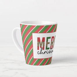 Moderne Weihnachtsleopard drucken Rote Grüne Strei Milchtasse