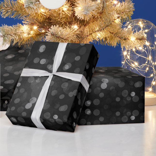 Moderne Weihnachtslichter mit schwarzem Bukett abs Geschenkpapier (Feiertage)