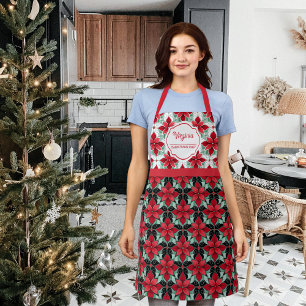 Moderne Weihnachtsmann-Schürze mit Poinsettien-Mus Schürze