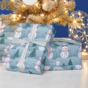 Moderne Weihnachtsmänner Bäume Schneeflocken Weihn Geschenkpapier