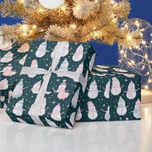 Moderne Weihnachtsmänner und Schneeflocken Weihnac Geschenkpapier