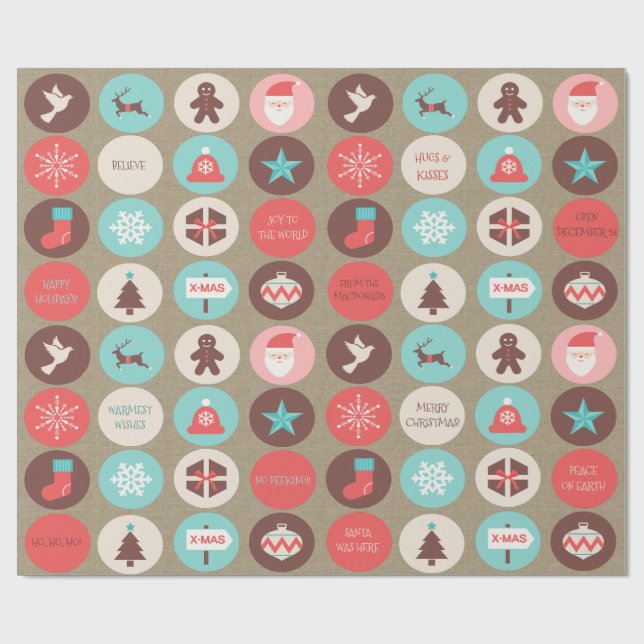 Moderne Weihnachtsmedaillen - Benutzerdefinierter  Geschenkpapier (Flach)