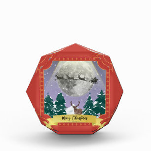 Moderne Weihnachtsnachtsnacht mit Santa Reindeer Fotoblock