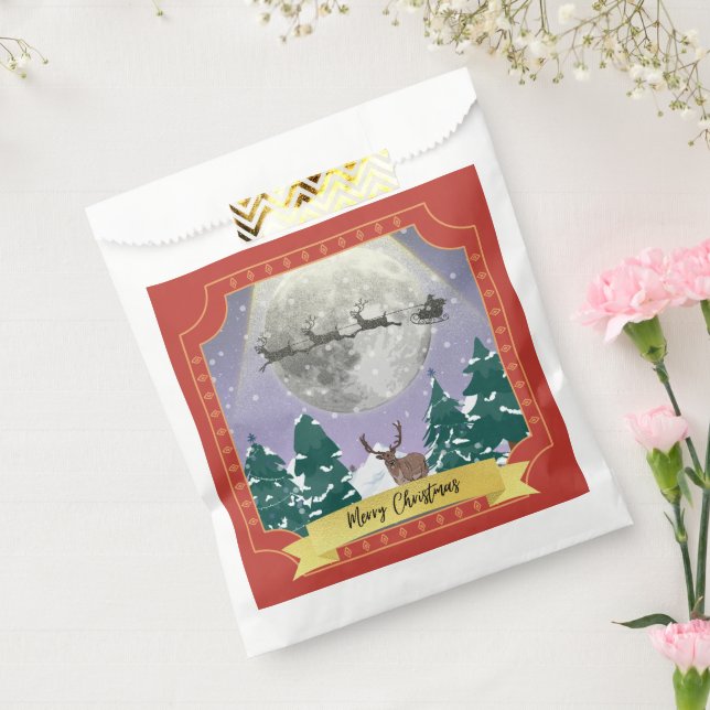 Moderne Weihnachtsnachtsnacht mit Santa Reindeer Geschenktütchen (Versiegelt)