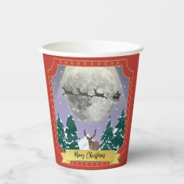 Moderne Weihnachtsnachtsnacht mit Santa Reindeer Pappbecher