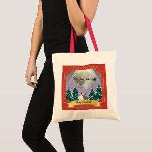 Moderne Weihnachtsnachtsnacht mit Santa Reindeer Tragetasche