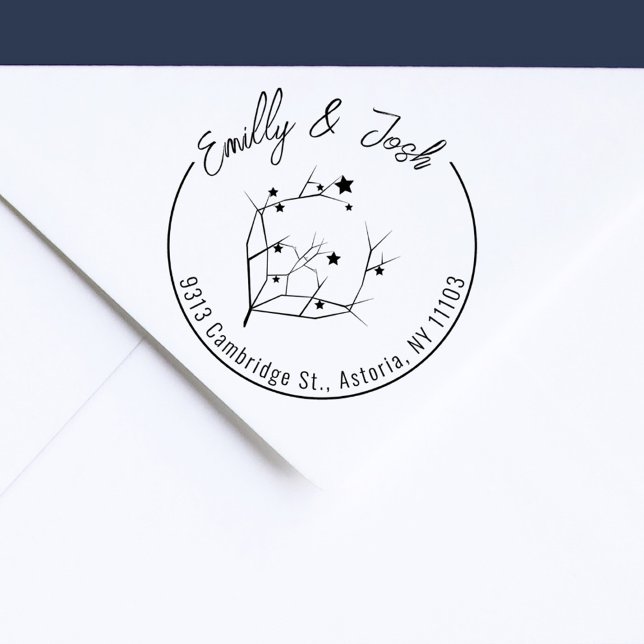 Moderne Weihnachtspaare ernennen Rücksendeadresse Gummistempel (Modern Script Couple´s Names Christmas Star Branch Couple Return Address Rubber Stamp)