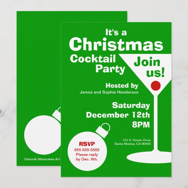 Moderne WeihnachtsParty Einladung (Vorne/Hinten)