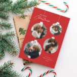 Moderne Weihnachtsschmuck 4 Foto Feiertagskarte<br><div class="desc">Moderne Weihnachtsschmuck 4 Foto Holiday Card mit elegantem Drehbuch und minimaler Typografie. Klicken Sie auf die Schaltfläche Personalisieren,  um dieses Design mit Ihren Fotos und Details zu bearbeiten.</div>