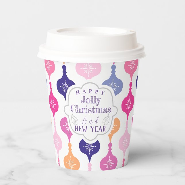 Moderne Weihnachtsschmuck Pappbecher (Vorderseite)