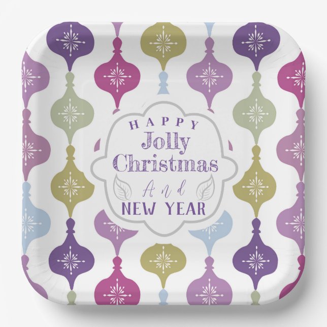 Moderne Weihnachtsschmuck Pappteller (Vorderseite)