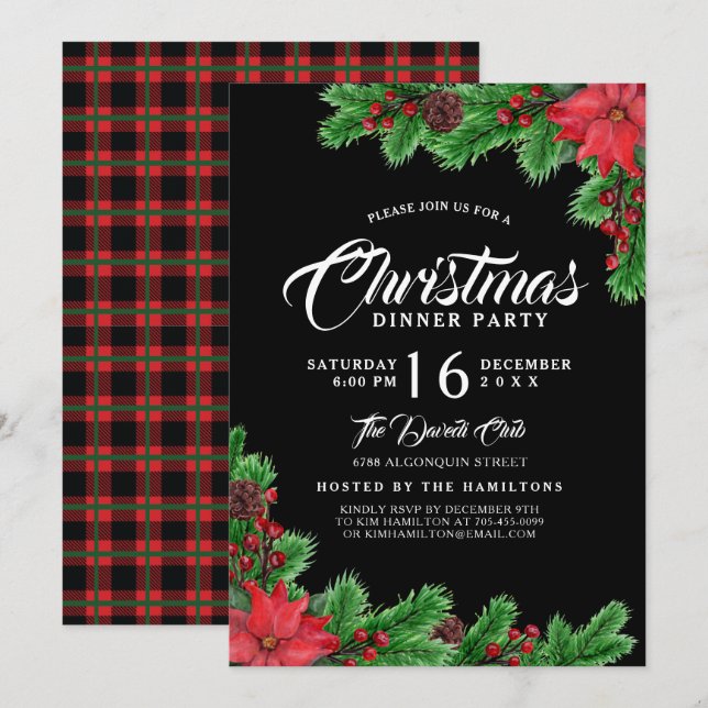 Moderne Weihnachtsschmuck-Party Einladung (Vorne/Hinten)