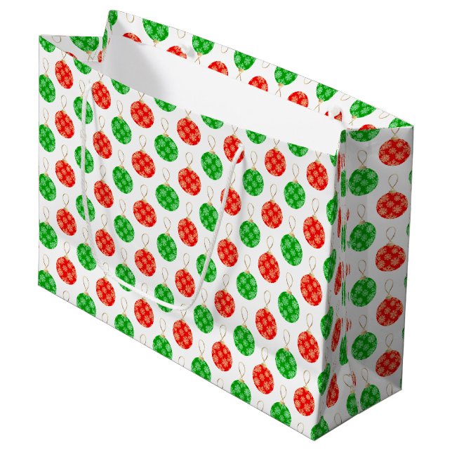 Moderne Weihnachtsschmuck - Red Green und Gold Große Geschenktüte (Vorderseite Schrägansicht)