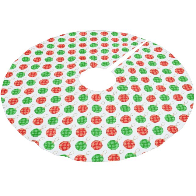 Moderne Weihnachtsschmuck - Red Green und Gold Polyester Weihnachtsbaumdecke (Schrägansicht)