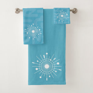 Moderne Weihnachtsschneeflocke Atoma des Mitteljah Badhandtuch Set