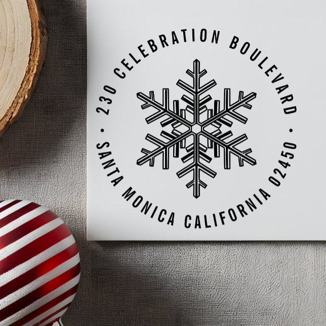 Moderne Weihnachtsschneeflocken-Rücksendeadresse Gummistempel (Von Creator hochgeladen)