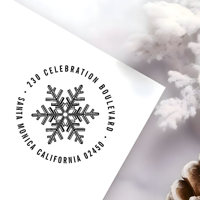 Moderne Weihnachtsschneeflocken-Rücksendeadresse Permastempel (Von Creator hochgeladen)