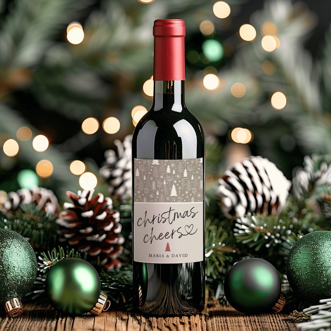 Moderne Weihnachtsschreie Kalligraphie Personalisi Weinetikett (Modern Christmas Cheers Calligraphy Personalized Wine Label)