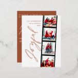Moderne Weihnachtsskripte mit vielen Fotos Folien Feiertagspostkarte<br><div class="desc">Modernes minimales Drehbuch Multi Foto Weihnachtsrost Terracotta Retro-Design. Elegantes,  echtes Gold,  Silber und Rose Goldfolie-Design.</div>