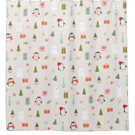 Moderne Weihnachtssymbole Duschvorhang