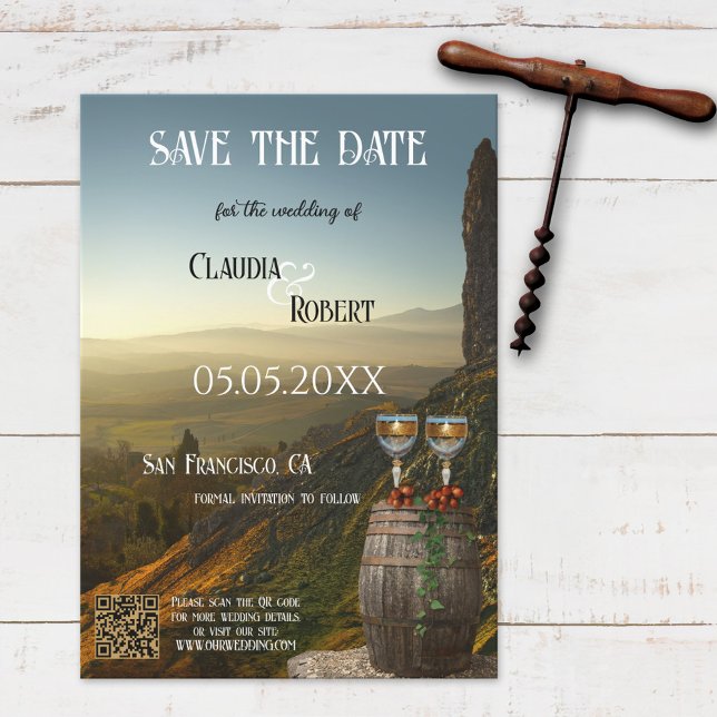 Moderne Weingarten- oder Weinkarte QR Save the Dat Save The Date (Von Creator hochgeladen)