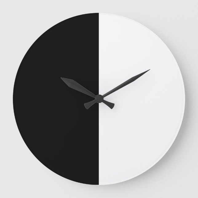 Moderne Weiß und Schwarz Große Wanduhr (Vorderseite)