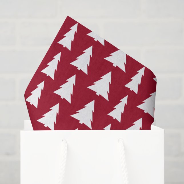 Moderne weiße Bäume auf Weihnachtsmuster im Märche Seidenpapier (Geschenktüte)