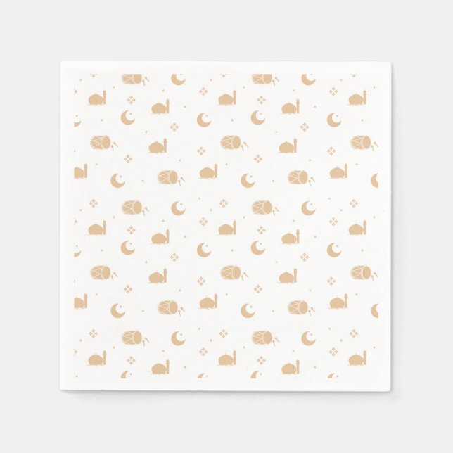 Moderne weiße Beige Ramadan & Eid Napkins Serviette (Vorderseite)