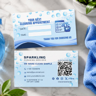 Moderne weiße blaue professionelle Reinigungsdiens Terminkarte