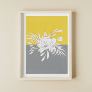 Moderne weiße Blume in Colorblock Poster