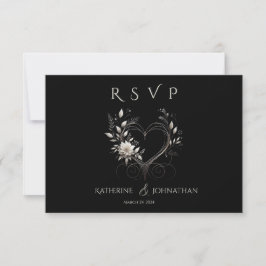 Moderne weiße Blume mit einer Herzhochzeit RSVP Karte