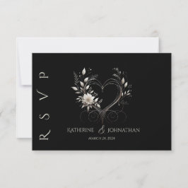 Moderne weiße Blume mit einer Herzhochzeit RSVP Karte