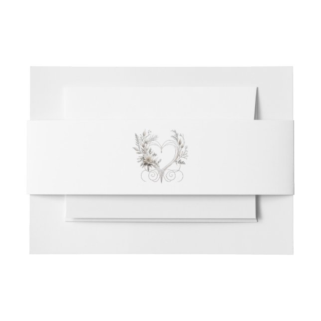 Moderne weiße Blume mit Herz-Hochzeit- Einladungsbanderole (Vorderseite Beispiel)