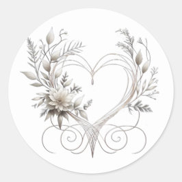 Moderne weiße Blume mit Herz Runder Aufkleber