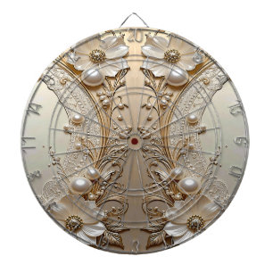 Moderne weiße Blumen Perlen Dartboard Dartscheibe