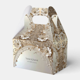 Moderne weiße Blumen Perlen Geschenkbox Geschenkschachtel